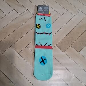 Disney Park Lilo & Stitch Scrump Aqua Green Yellow Socks with Pink Bow